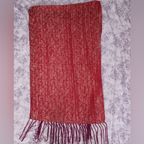 COPY - Women's Satin Sparkle Scarf, Color Red - Picture 6 of 6
